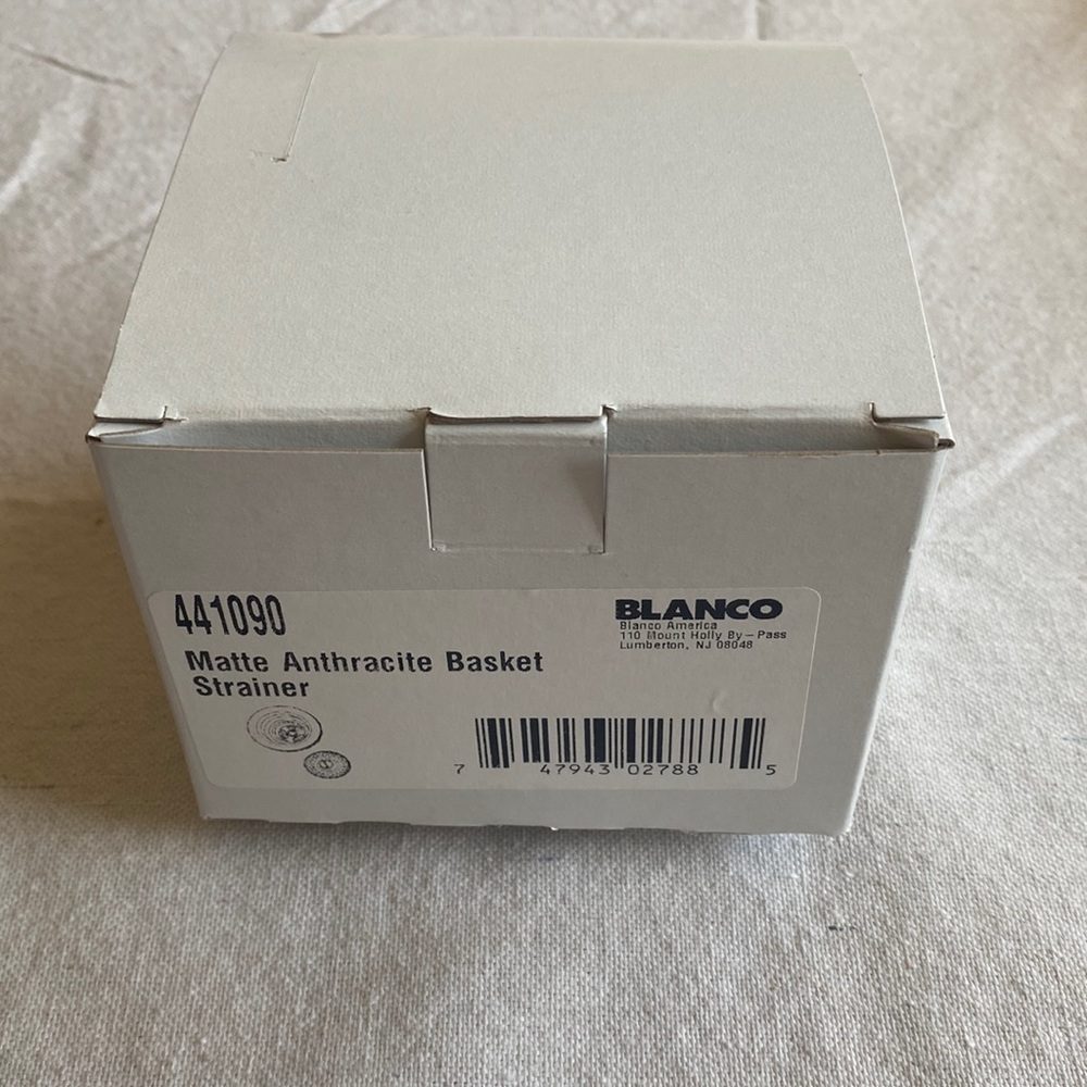 Blanco anthracite basket strainer for silgranite sink. New in box